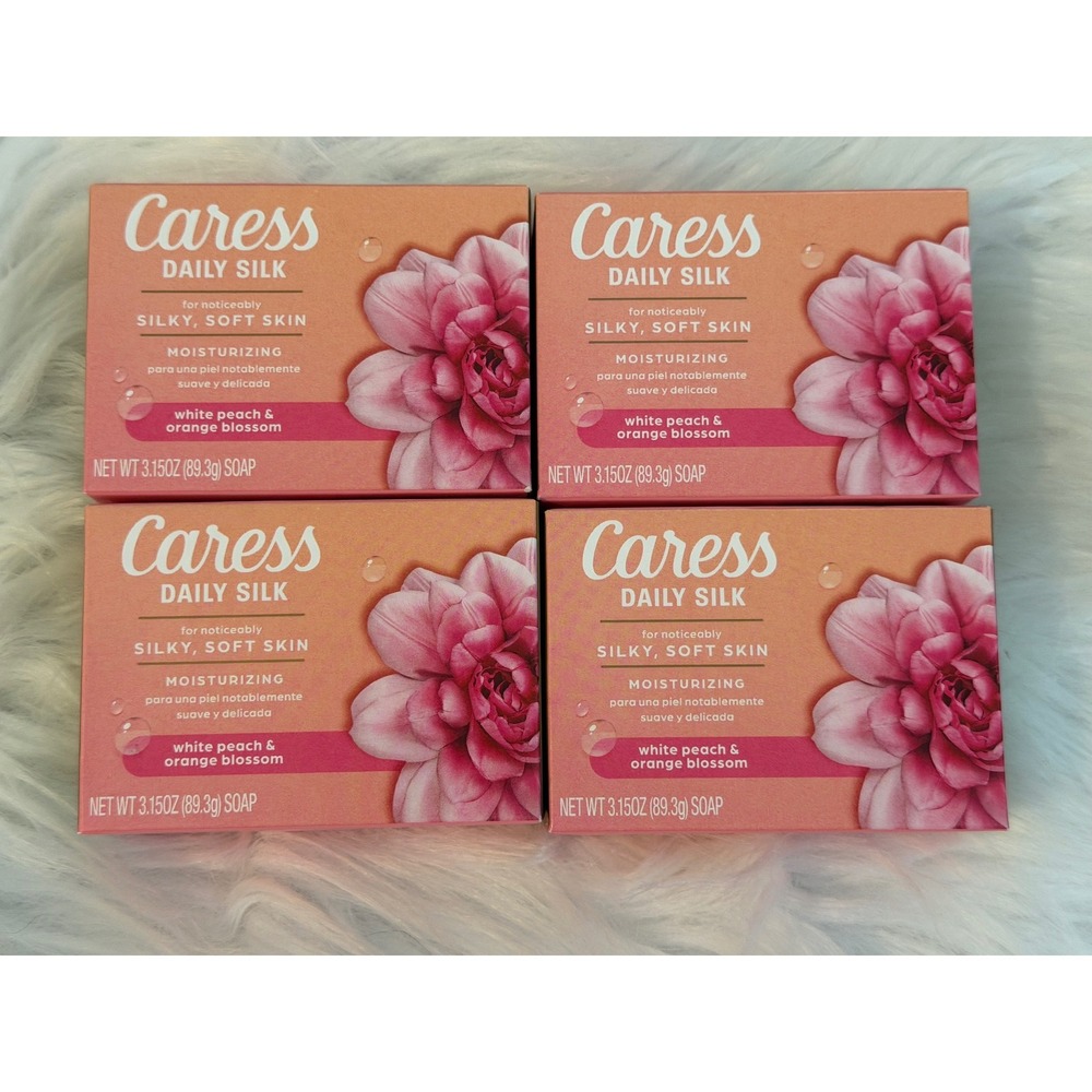 Caress Daily Silk Moisturizing Bar Soap White Peach & Orange Blossom 4 Pack